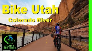 15 Minute Virtual Bike Ride  Moab  Goose Island Trail  Utah  Cycling Workout  Travel Video [upl. by Nelav]