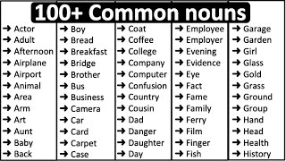 100 Common Nouns in English 📚  Parts of speech [upl. by Liauqram379]