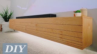 How To Build a Floating Media Console w Undermount LEDs  DIY Woodworking [upl. by Gamali397]