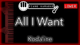 All I Want LOWER 3  Kodaline  Piano Karaoke Instrumental [upl. by Giesser]