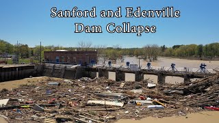 Sanford and Wixom Flood 2020  Drone  Dam Collapse [upl. by Lynea]