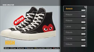 HOW TO MAKE CDG CONVERSE DESIGNER SHOE ON NBA 2K21  HOW TO GET CUSTOM SHOES FREE IN NBA 2K21 [upl. by Tolliver794]