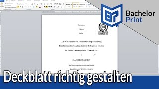 DECKBLATT GESTALTEN  Bachelorarbeit amp Hausarbeit  Word 2010 [upl. by Anayet236]