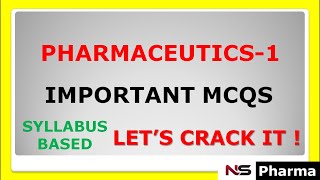 PHARMACY  IMPORTANT MCQS OF PHARMACEUTICS 1 [upl. by Erbua]