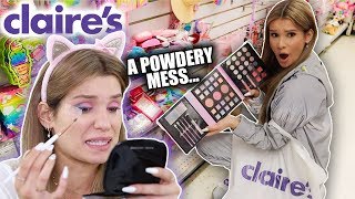 FULL FACE Using CLAIRES MAKEUP KIDS Makeup Challenge [upl. by Attenauqa]