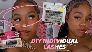 DIY Individual EYELASH EXTENSIONS  at home  💗  HIGHLY REQUESTED [upl. by Ahsika223]