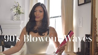 Salon Blowout At Home With A Straightener  90’s Blowout Waves  Hair Tutorial Laura Marquez [upl. by Eulaliah]