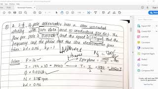 Numerical Problems on Three Phase Synchronous Generators Set 1 [upl. by Tallou]