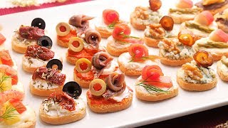 Canapés variados Fáciles y Rápidos  7 tipos de Canapés Fríos [upl. by Rosse]