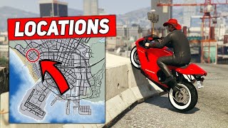 TOP 50 MOTORCYCLE STUNT SPOTS FOR BEGINNERS amp Pros  Locations  GTA 5 Stunts [upl. by Christos]