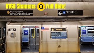 NYC Subway R160B Siemens Q Train Full Ride Coney Island  Stillwell Ave  96 St  2 Ave [upl. by Adnohsar]