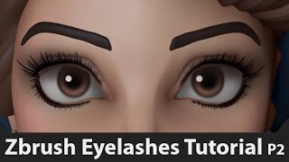 How to sculpt eyelashes in Zbrush  method 2 tutorial [upl. by Bethesda]