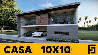 PLANO DE CASA 10 X 10 METROS 100m2 [upl. by Anairb670]