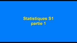 Statistique S1 partie 1 quot introduction et notions de base quot [upl. by Holden]