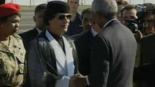 Nelson Mandela meets Libyan leader Muammar Gaddafi [upl. by Cassius279]