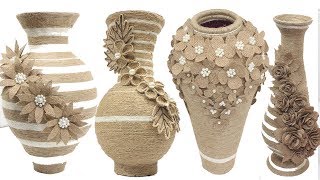 Best collection 5 jute flower vase  Home decorating ideas handmade [upl. by Naoma]