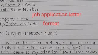 JOB APPLICATION LETTER FORMAT  EXAMPLE [upl. by Ruthie]