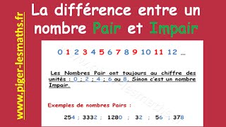 Différence entre un nombre Pair et Impair  Collège et Lycée [upl. by Enehpets78]