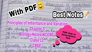 Biology Chapter5 Principles of Inheritance and Variation Class12 Best Handwritten NotesPDF NCERT [upl. by Alael]