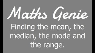 Finding the Mean Median Mode and Range [upl. by Onaled]