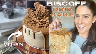 THE BEST Biscoff birthday cake 100 VEGAN and DELICIOUS Lotus cookie butter drip cake recipe [upl. by Sartin725]