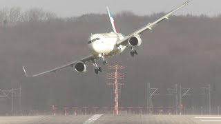 UNBELIEVABLE CROSSWIND LANDINGS during a STORM with 20 ABORTED LANDINGS  GO AROUND [upl. by Peria]