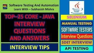 Top 25 Java Interview Questions and Answers for SDET [upl. by Conlan]