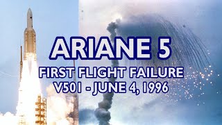 ARIANE 5 First Flight Failure  Flight 501 June 4 1996 European Space Agency Rocket Launch [upl. by Filippa427]