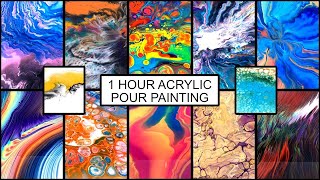 1 Hour Satisfying Acrylic pour Painting with Different Techniques and Results [upl. by Tewfik]