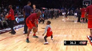 NBA MOMENTS  Kobe Bryant plays Zaire Wade and Chris Paul Jr  2016 AllStar Game [upl. by Justino]