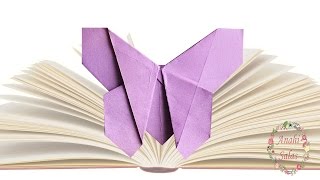 Cómo hacer un separador de libros en forma de mariposa  Origami fácil paso a paso origami libro [upl. by Arraeit]