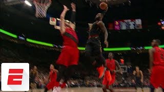 LeBron James throws down epic dunk on Jusuf Nurkic  ESPN [upl. by Lannie495]