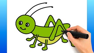 How To Draw A Grasshopper Easy Drawing Tutorial [upl. by Hettie]