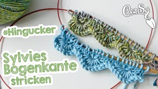 Bogenborte mit Sternchen als Maschenanschlag stricken  Bogenanschlag stricken [upl. by Fleece]