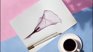 How to paint transparent flowers in watercolor  calla lily painting [upl. by Menell]