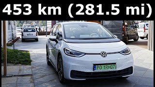 Volkswagen ID3 Pro Performance 58 kWh range reallife test 52 mpkWh 122 Whkm  1001cars [upl. by Savinirs177]