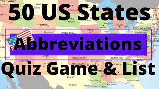 50 US States Abbreviations Quiz Game amp List Geography For Kids amp Adults [upl. by Arehc775]