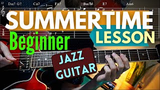 SUMMERTIME  Easy JAZZ Guitar LESSON for Beginners [upl. by Artima255]