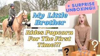 My 5 Year Old Brother Rides My Pony Popcorn For The First Time PLUS Surprise Unboxing [upl. by Emlin493]