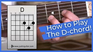 Super Easy First Guitar Lesson  Guitar Lessons For Beginners  Stage 1  The D Chord [upl. by Karly]