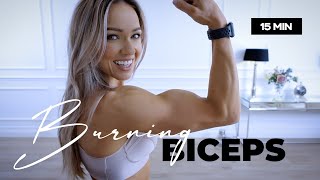 15 Minute BURNING Biceps Workout  Dumbbells  Caroline Girvan [upl. by Ahsemot]