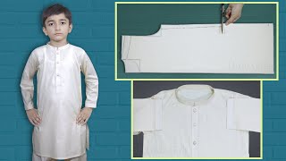 Boy Kurta Kameez Cutting And Stitching  For 8 To 10 Years Boy  In UrduHindi [upl. by Oibaf]