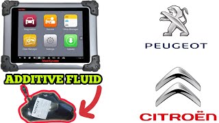 AUTEL How To Reset Citroen  Peugeot Additive Fluid Bag Warning P15B3 P1446 P1445 P1496 P2563 P1490 [upl. by Phillip97]